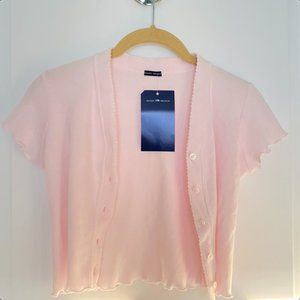 Brandy Melville Paige Ruffle Top in light pink